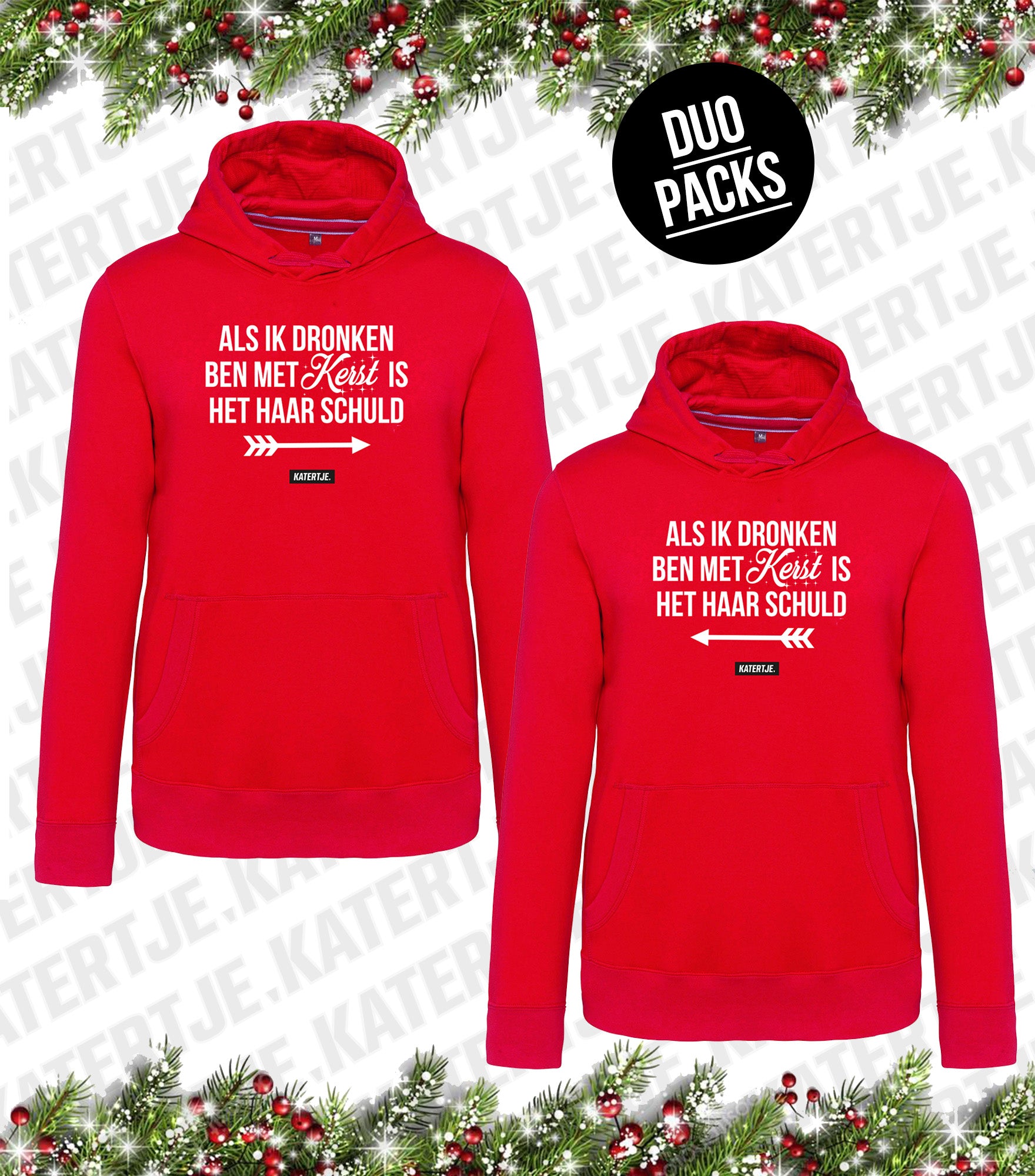 Als ik dronken ben met kerst is het haar schuld (2x) | Unisex Hoodies