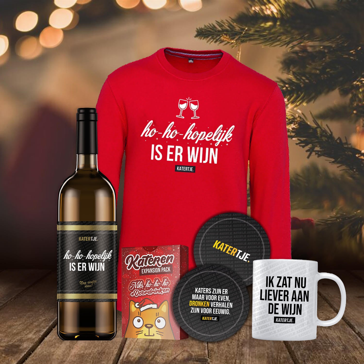 Cadeaupakket Kerst - Ho-ho-hopelijk is er wijn!