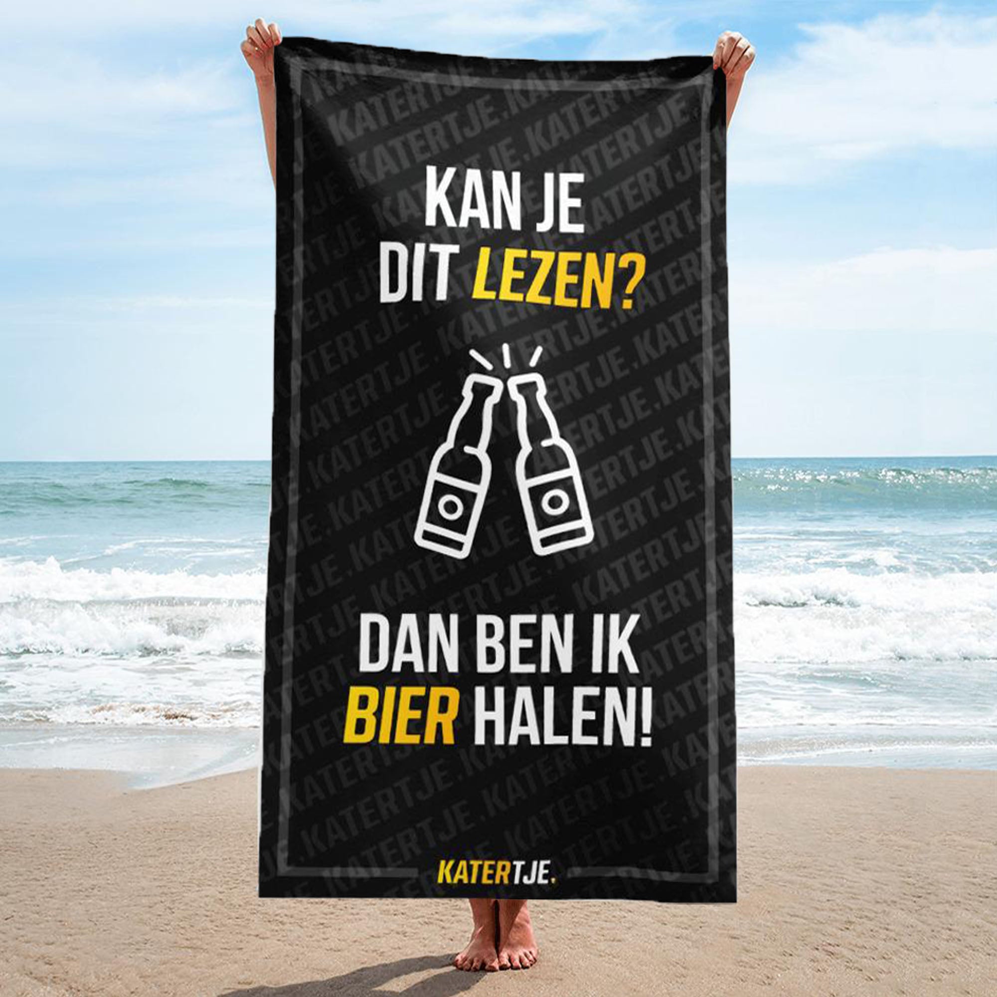 Kan je dit lezen? Dan ben ik bier halen! | Strandlaken